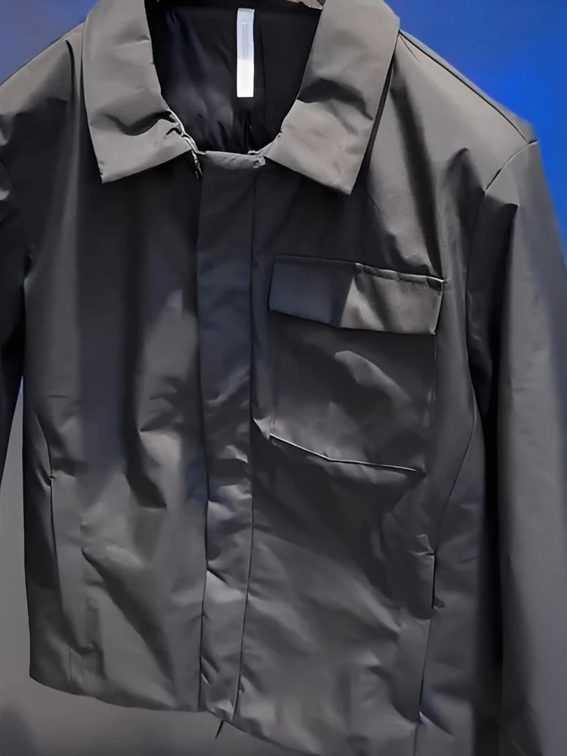 

Мужская модная повседневная универсальная трендовая пуховая куртка с воротником, зима 2025, из полиэфирного волокна, с длинными рукавами, теплая, стандартный крой