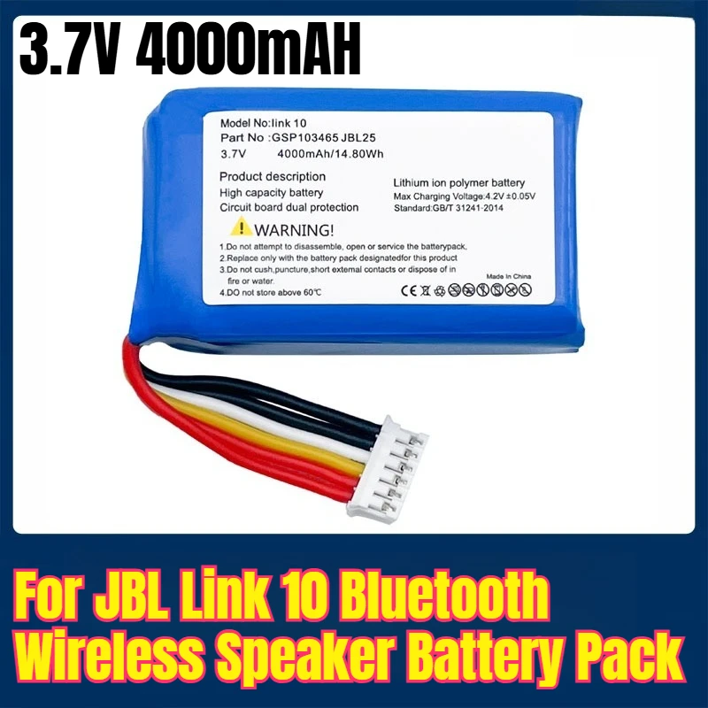 

3.7V 4000mAH Battery Pack for JBL Link 10 Bluetooth Wireless Speaker