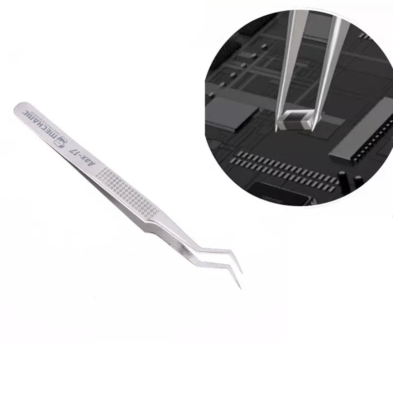 1 szt. Pęseta pozycjonująca do cyny ze stali nierdzewnej Aax-17 z precyzyjną, cienką końcówką do precyzyjnego mocowania drutu cynowego, antypoślizgowa, odporna na zużycie.