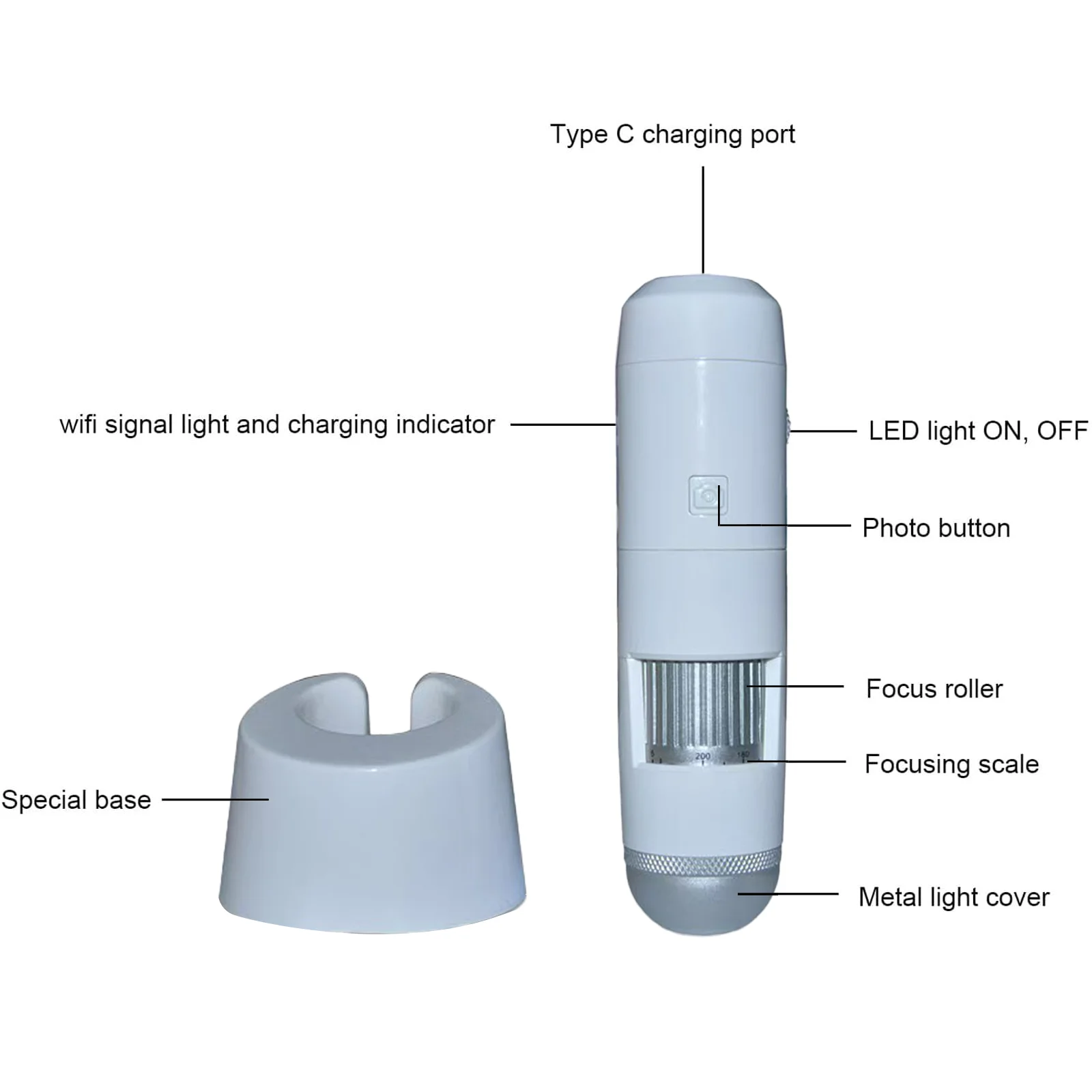 เครื่องตรวจจับหนังศีรษะผมดิจิตอลเครื่องวิเคราะห์ผิวกล้องจุลทรรศน์สําหรับรูขุมขนการทดสอบและการวิเคราะห์ผิวแว่นขยาย 50/200X