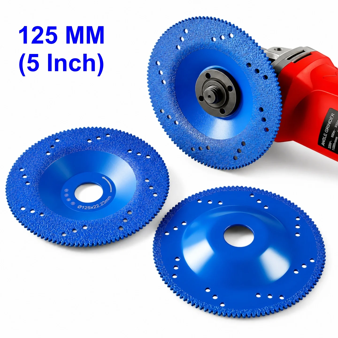 5inch 125mm Brazed Diamond Cutting and Grinding Disc 22.23mm Bore for Granite Marble Quartz Stone Cup Grinding Wheel