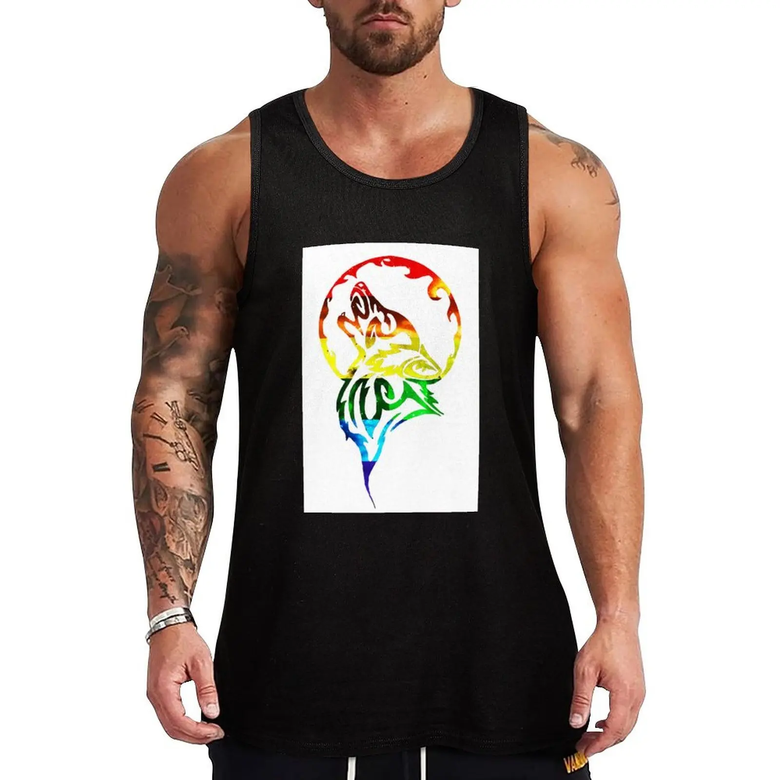 

Pride Tribal Wolf Tank Top Durable Work Tank Top Outdoor Utility Sleeveless Shirt
