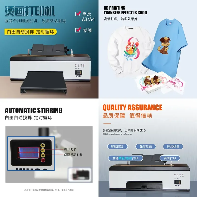 Recycling Machine 2026 R1390 L1800 DTF White Ink Heat Printer Small Household T-shirt Garment Printing Equipment Heat