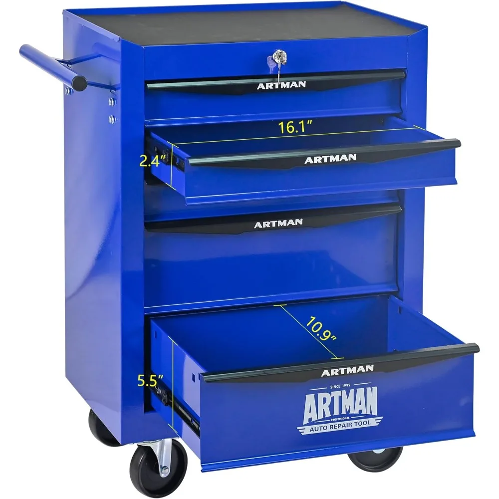 다기능 롤링 공구함 5개의 서랍으로 창고 내 보관 및 정리에 적합