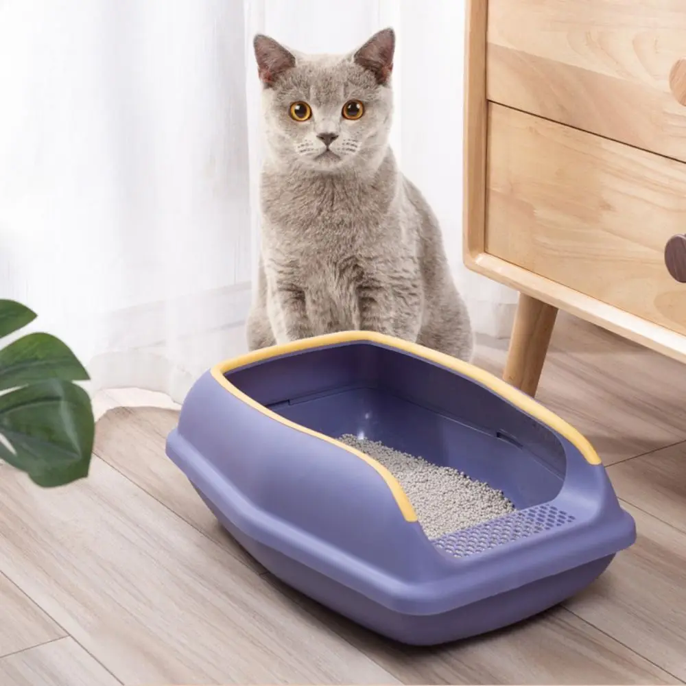 Grote Capaciteit Open Kattenbak Plastic Anti-Splash Katten Toilet Kitten Potje Toilet Met Schep Kattenbak Thuis