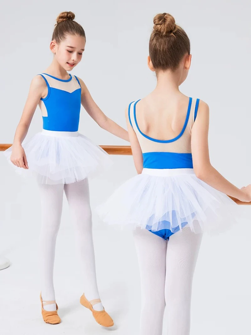 

Ballet Dancing Dress Girls New Design Daily Exercise Vest Leotard Cotton Ballet Tutu Children Group Performance Dance Skirt