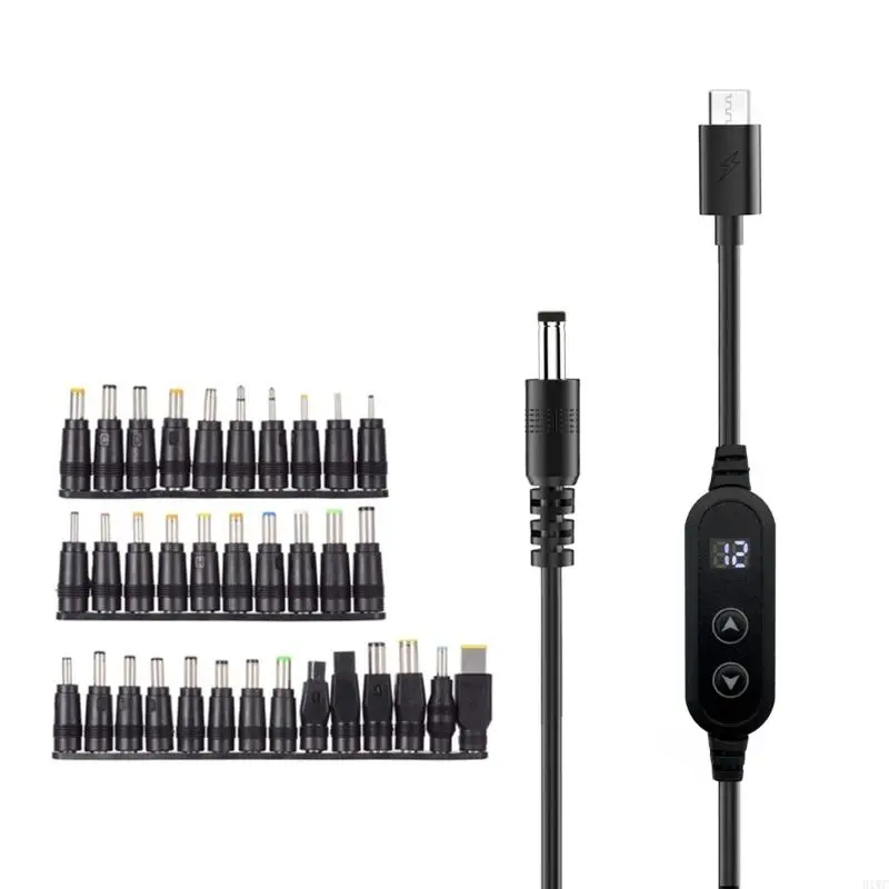 

PD65W Type C To DC5.5x2.5mm Power Cable 34 Connectors Tips Adjustable Output For Office Travel Home Electronics