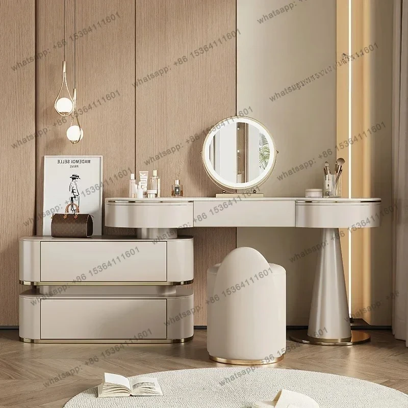 yj21 Luxury Mid Century Vanity Table Women Living Room Modern European Makeup Dressing Table Chair Mirror Vestidores Home Furnit