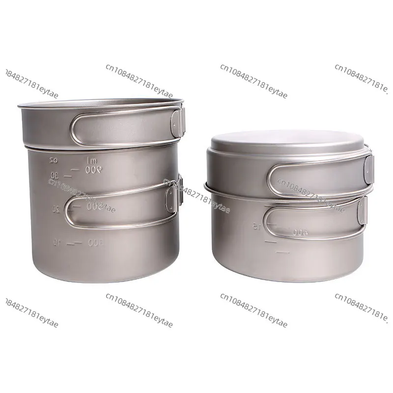 Pure titanium 1100-1600L set pot boiling water cooking picnic folding pot folding handle set hanging pot