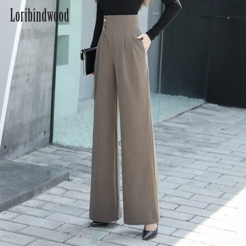 Loribindwood 여성용 루즈 드레이프 롱 팬츠, 풀 매칭 스트레이트 레그 팬츠, 용수철 2023 신상