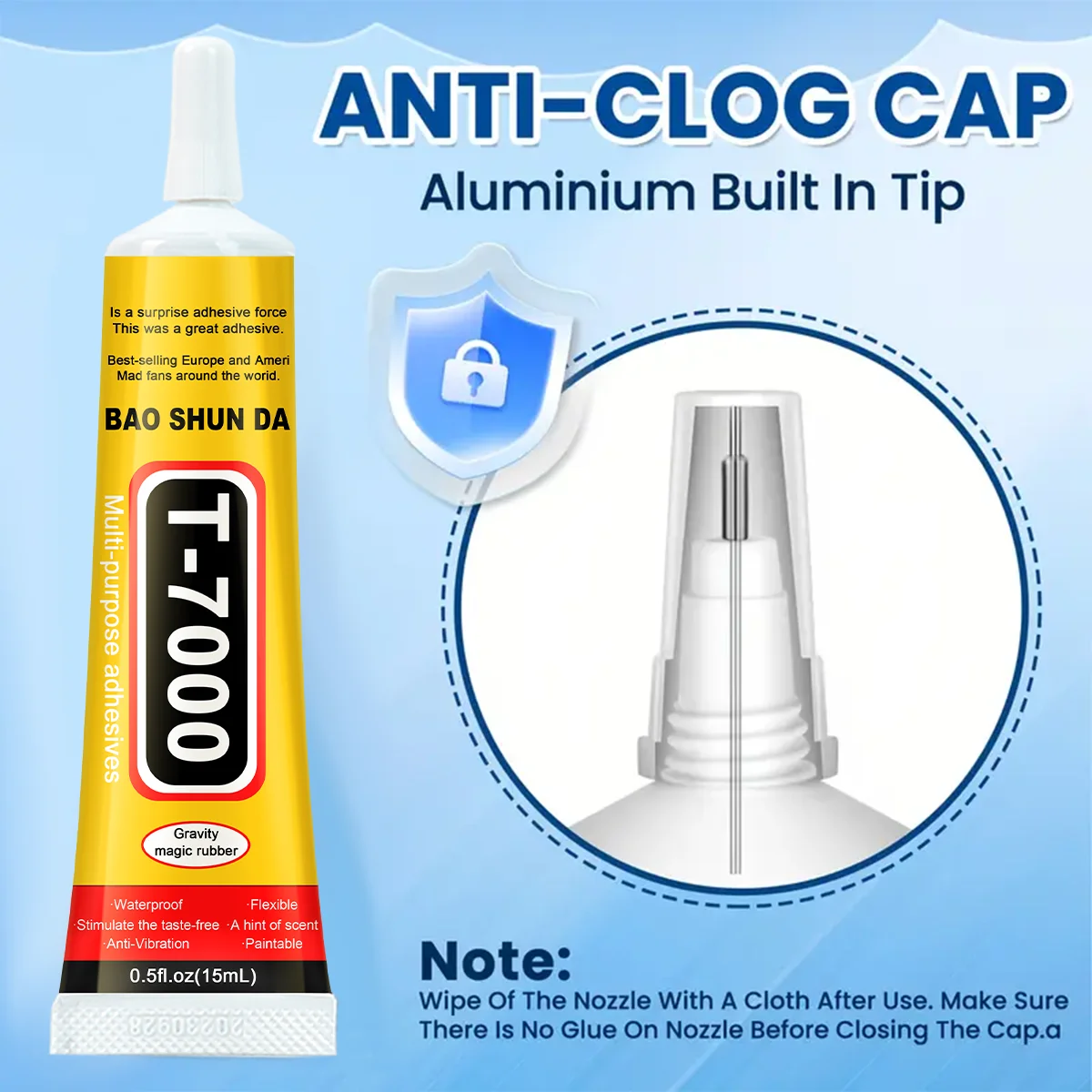 E7000 transparent contact adhesive, fiber fabric adhesive for DIY, multi-purpose wedding dress, leather bag, diamond glass.