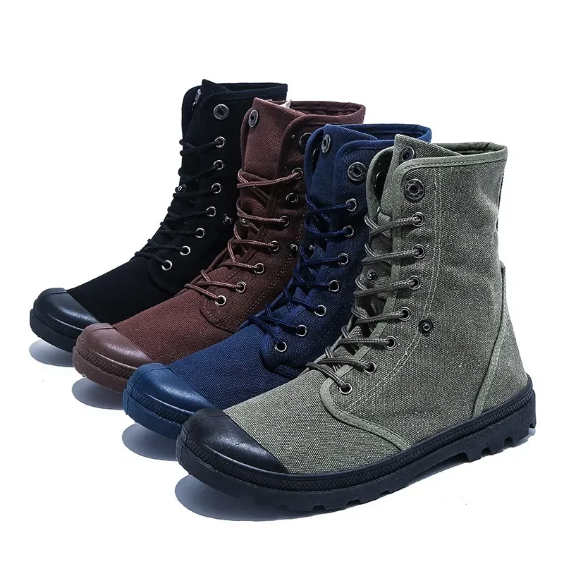 Whoholl-Botas informales de lona para hombre, zapatos de trabajo de alta calidad, para exteriores, estilo Retro, para el desierto, talla 39-46, para primavera y otoño, 2024