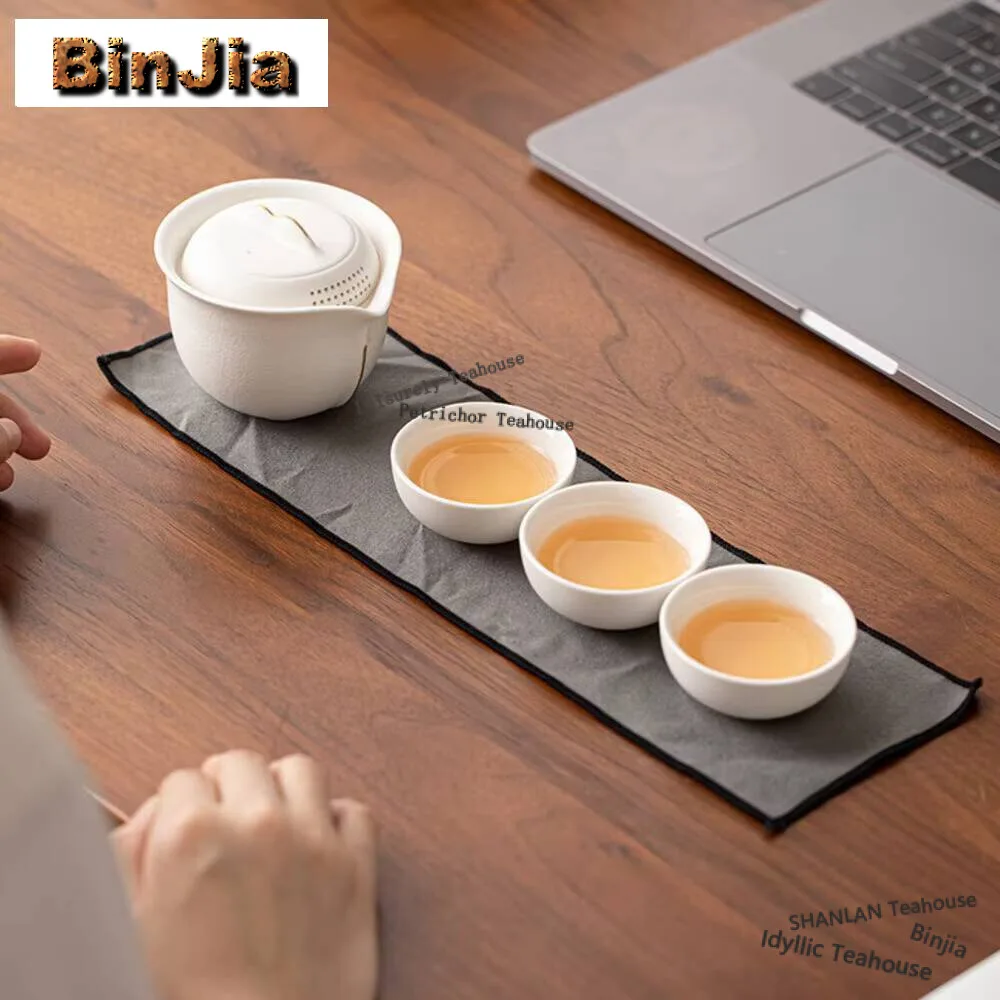 

Zen Black Pottery Mountain Travel Tea Set Kit Luxury Set of Cups 1 Pot 3 Cups Tea Brewing Camping Portable Handbag Accessories