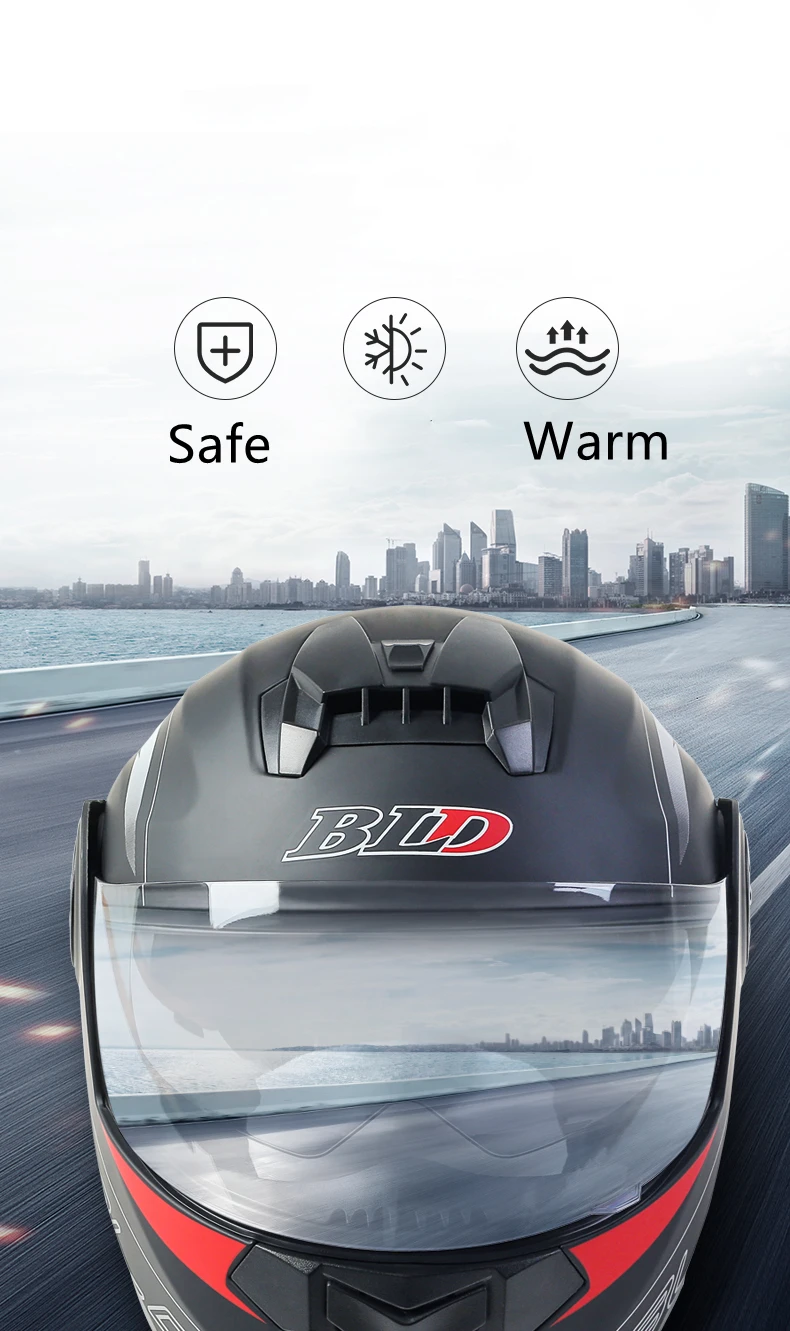 BLD Neue Ankunft Hohe Qualität Männer Frauen Motorrad Racing Flip Up Helm ABS Material Modulare Dual Objektiv Helm DOT Genehmigt – Detail 3