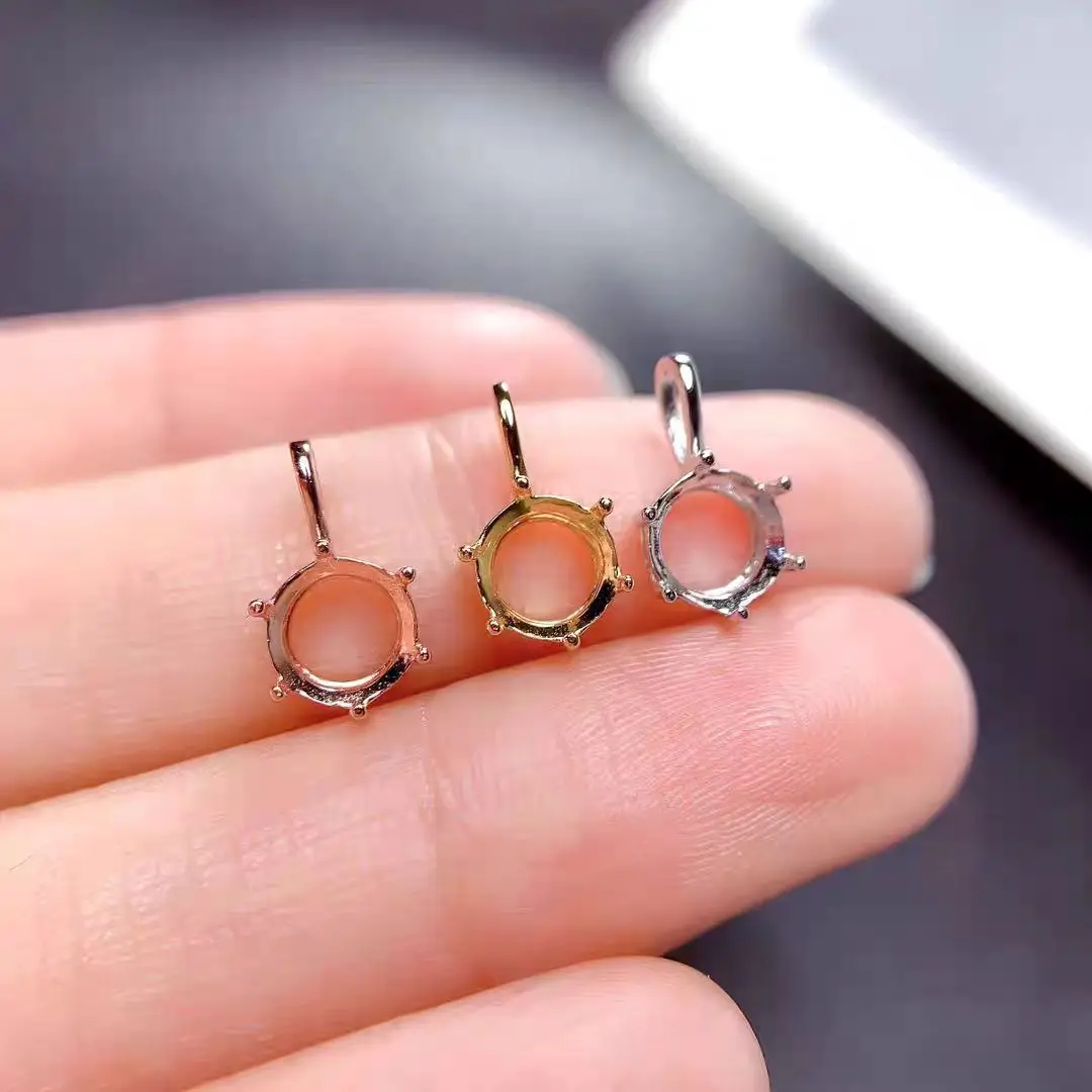 

6 мм 7 мм 8 мм круглый кулон с драгоценным камнем оправа 925 серебряный кулон изготовление 18-каратного позолоченного серебра ювелирные изделия Diy поставщик