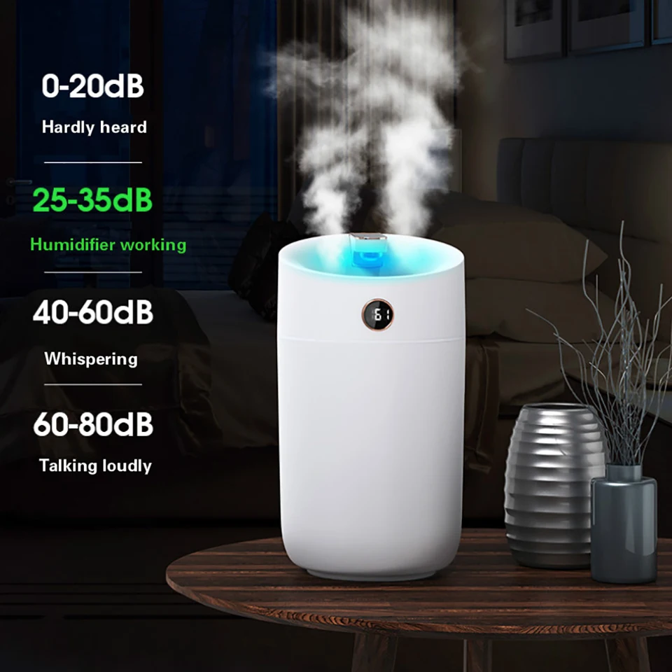 USB Portbale Hương Thơm Khuếch Tán Không Dây Máy Tạo Độ Ẩm Không Khí 2000MAh Pin Sạc Umidificador Tinh Dầu Humidificador