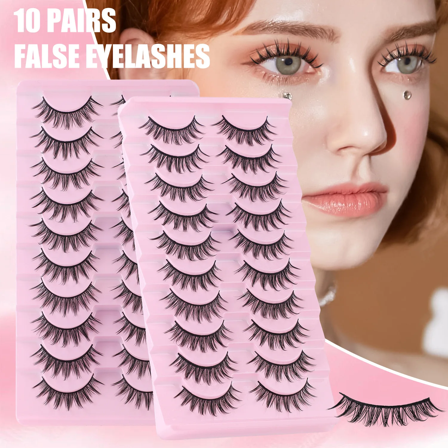 Barbie Eyelashes Thick Comic Demon False Eyelashes, Natural Eyes Women's Daily Matching Eyelash Set