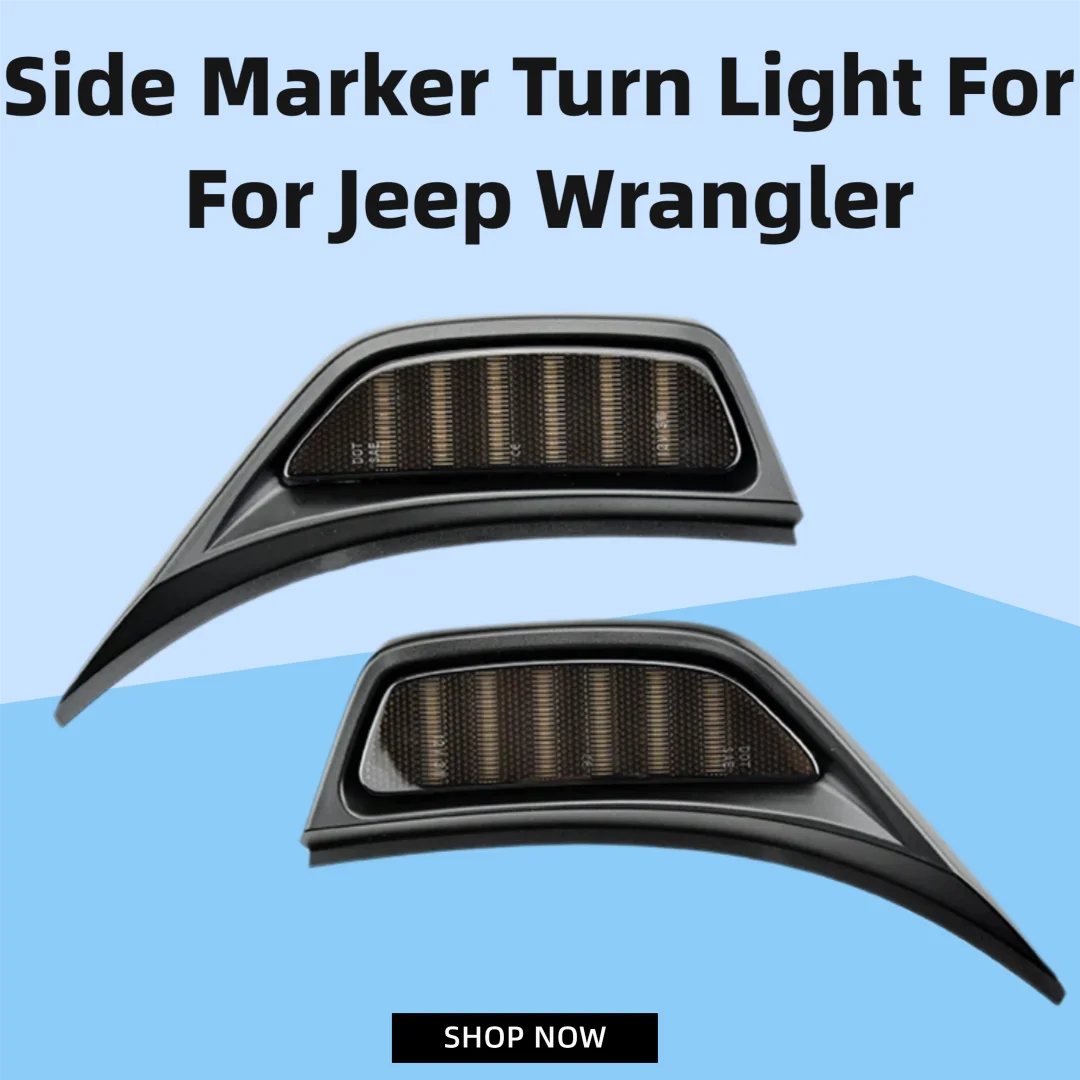 For Jeep 2018-up Wrangler JL & Gladiator JT White/Amber Dual Color LED Illuminated Fender Side Marker Lights w/Chrome Edging