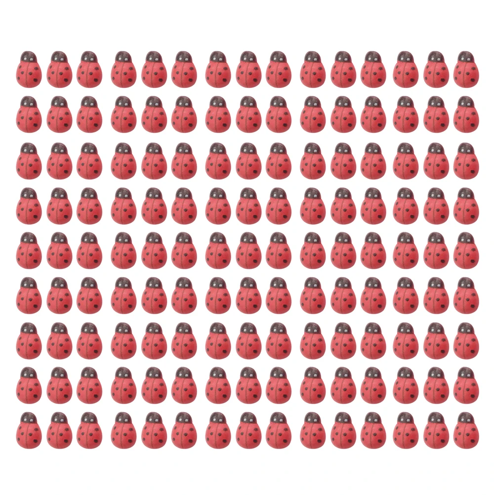 

200 Pcs Wooden Beetle Crafts Mini Ladybugs Bamboo Insect Decorations for DIY Garden Party Plant Pot Accessories Simulation