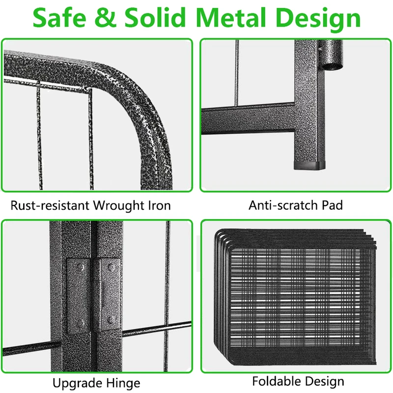 Paneles de valla de Metal para perros, valla decorativa de jardín con puerta de 32 pulgadas (H) x 32 pies (L), 12 paneles de barrera para animales