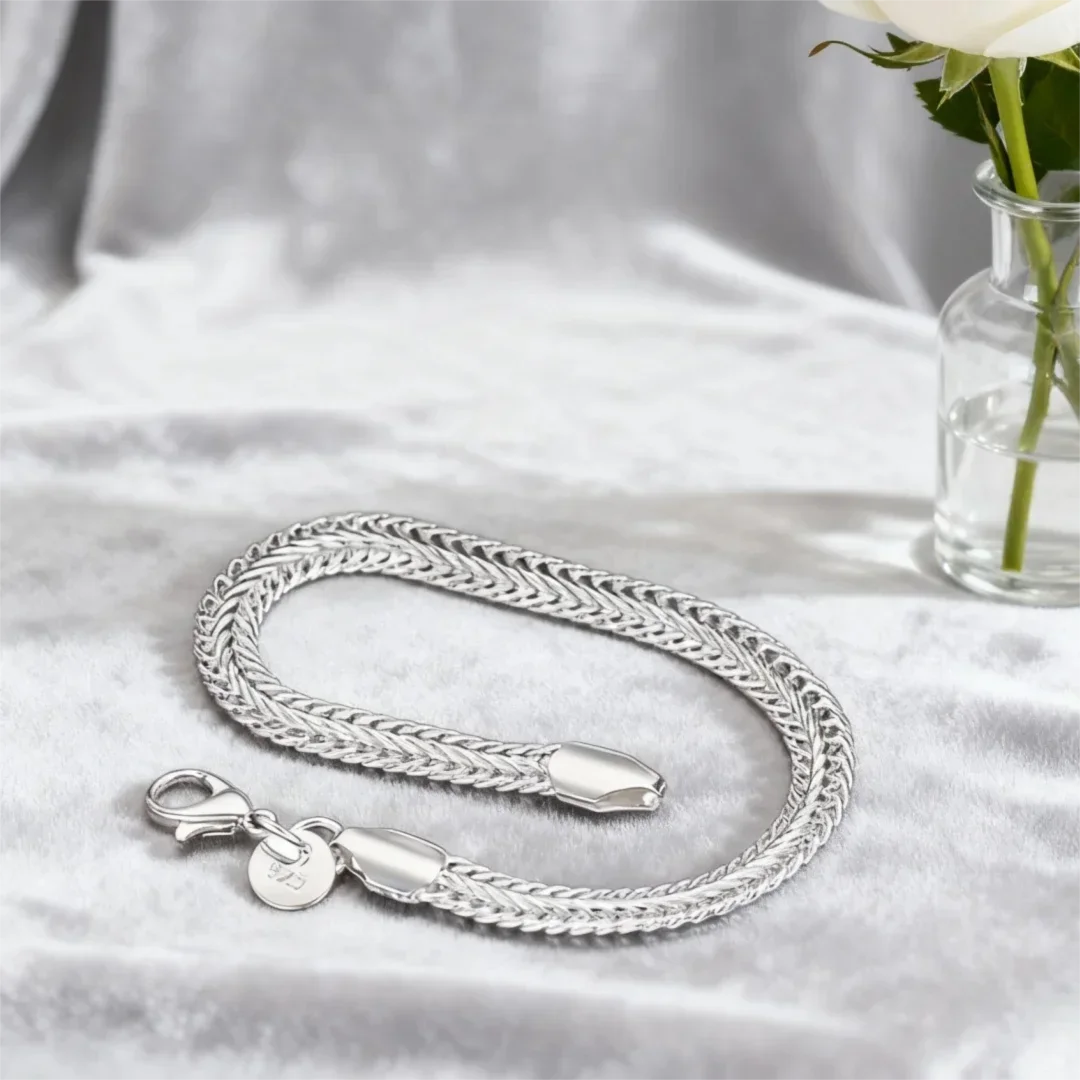 New luxury 925 Sterling Silvery classic 6MM Flat Snake Chain Bracelet for women lady men wedding party gifts designer jewelry