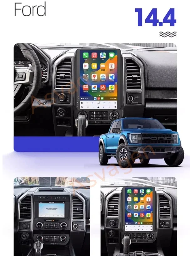 14.4 Inch Android 13 Touch Screen CarPlay GPS Navigation HD Multimedia Player Radio Head Unit For Ford F150 F250 2015-2021