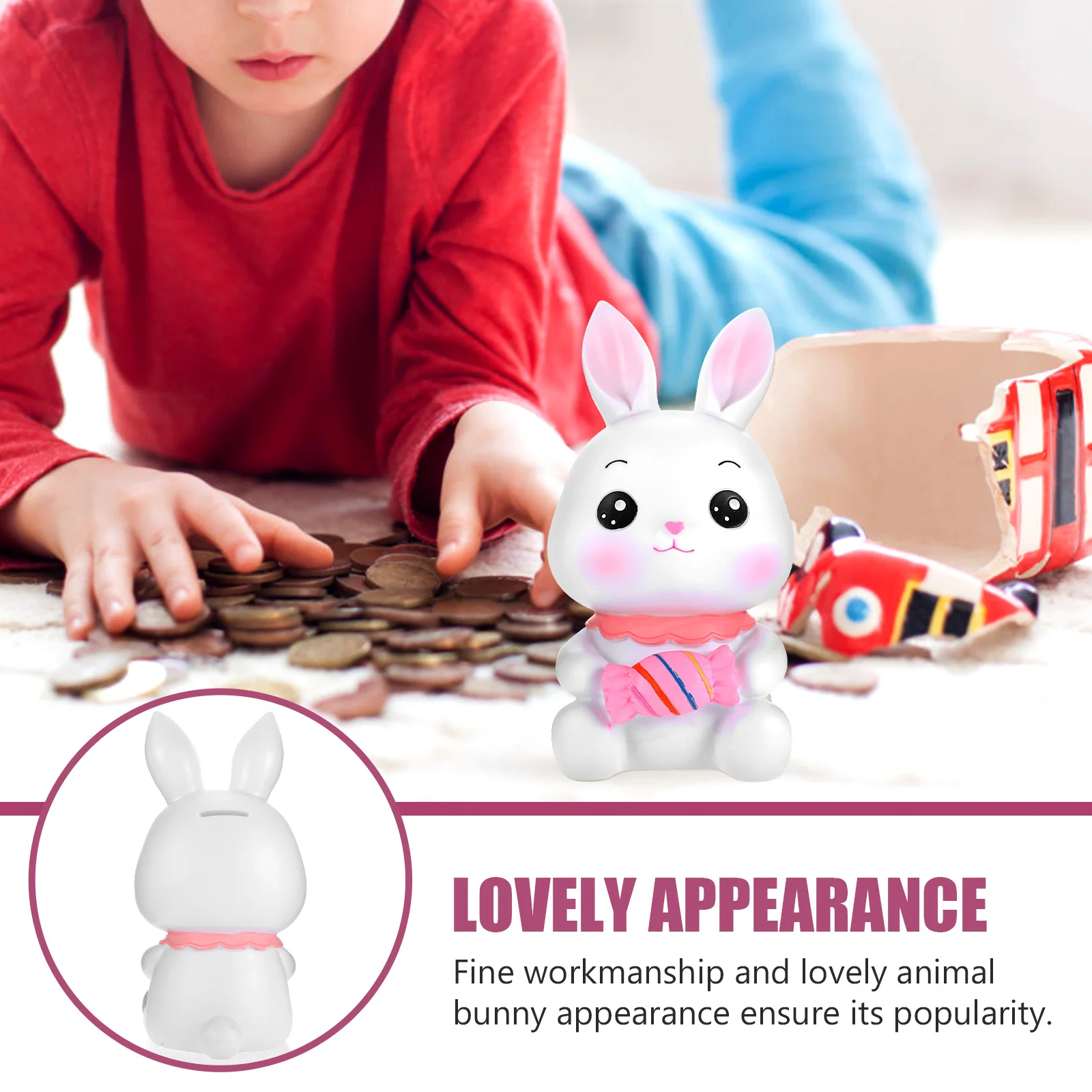 Lovely Bunny Shaped Coin Jar Kids Money Saving Bank Educational Piggy Bank Fine Workmanship Desktop Saving Pot Cartoon Animal