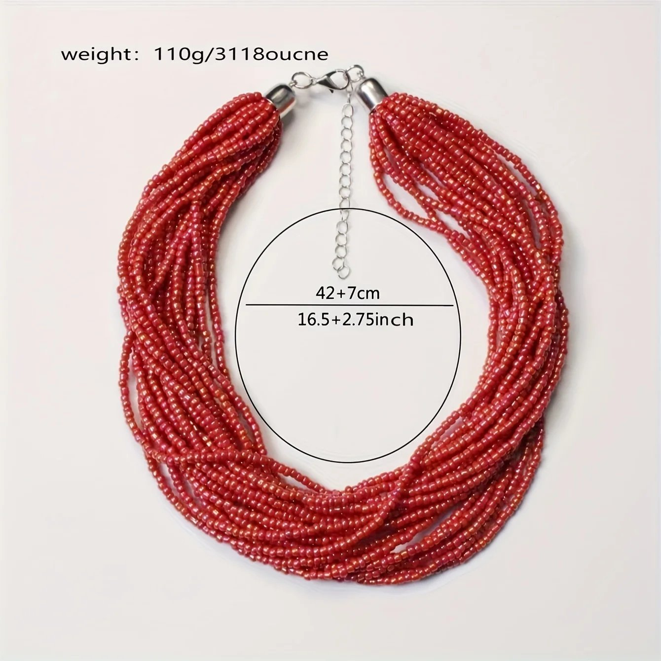Vibrant Multi-strand Glass Beaded Bohemian Statement Necklace - Adjustable Chain Clasp, Perfect For Daily And Occasions