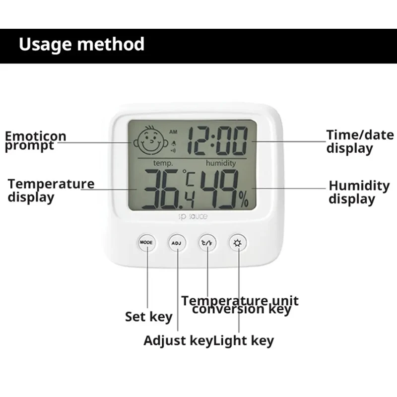 2025년형 LCD 디지털 실내 온습도계 백라이트 실내 전자 온습도계 온도계 기상 관측소