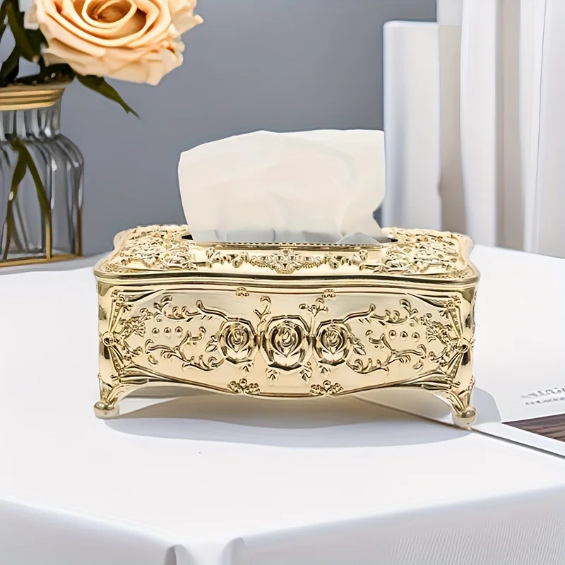 1 piece of golden creative tissue storage box, dining table tissue storage rack, kitchen and bathroom tissue box