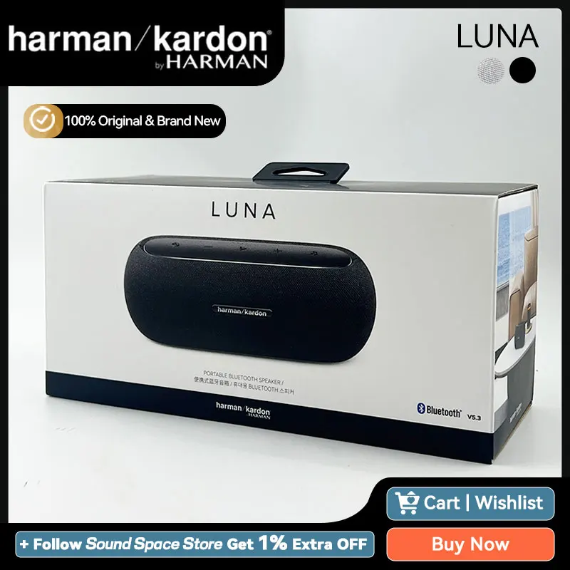 Harman Kardon LUNA Portable Speaker Superior Sound Bluetooth 5.3 IP67 Bluetooth Speaker for Outdoor Caming Hiking 12H Playtime