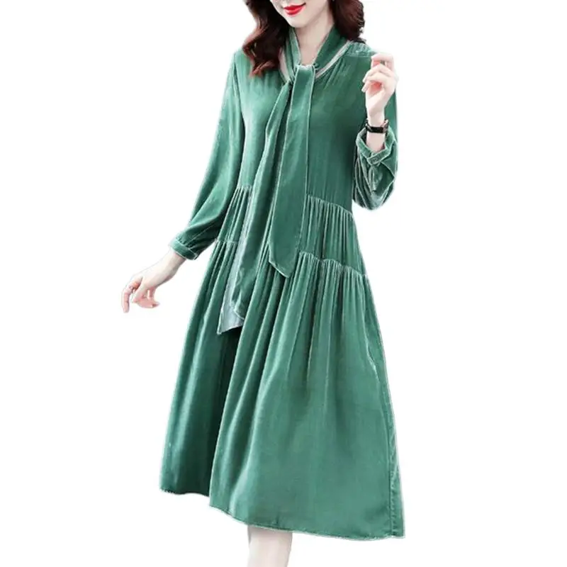 

Winter long sleeve sexy Vneck velvet dress Spring Pleated ruffle office lady velour dress,Autumn party dress vestidos de fiesta