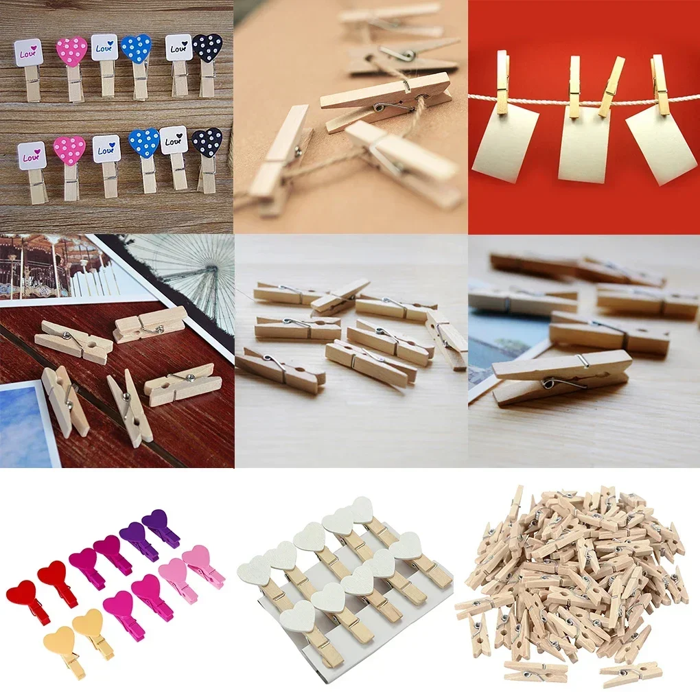 20/50/100pcs Mini 25mm Natural Wooden Clips Photo Clips Clothespin DIY Wedding Party Wooden Clip Clips Pegs Dropshipping