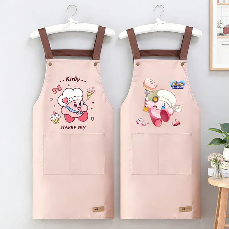 Image of Star Kirbys Schürze, Kawaii Anime, rosa, für Zuhause, Kaffee, Backen, Restaurant, Schürzen für Damen, wasserdicht, ölbeständig, ärmellos, Geschenk