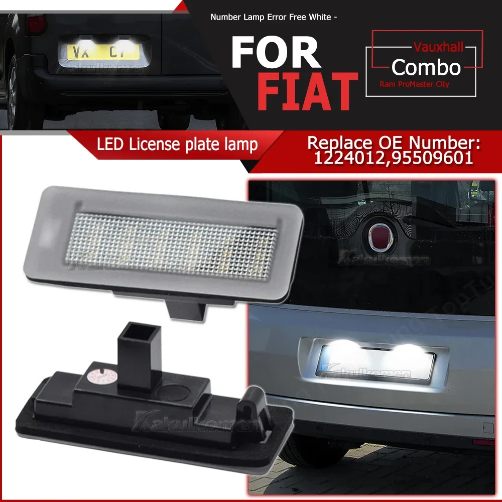 LED Lamps For Fiat Doblo Pratico Opel Combo License Plate Lights 2PCS Number Plate Lamp For Ram ProMaster City