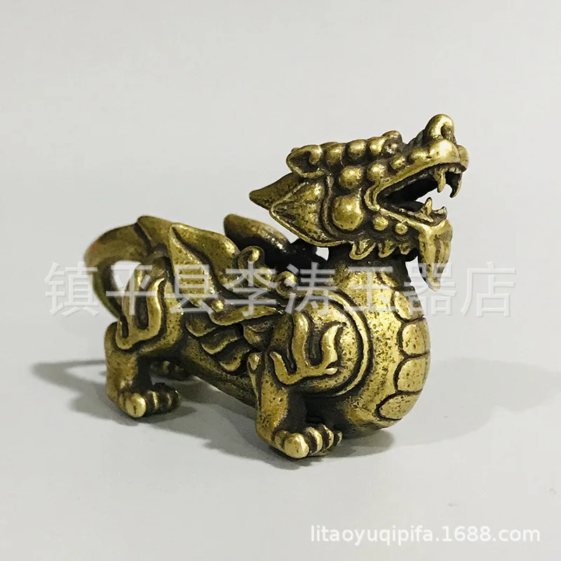 Antique-style ornament, compact craft decoration, brass Pixiu accessory