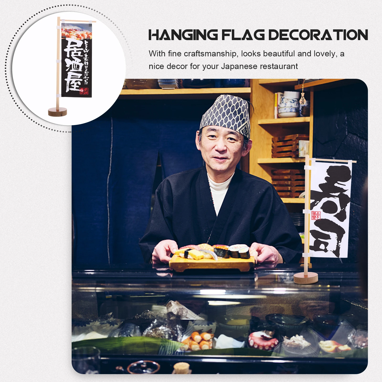 

Waterproof Mini Hanging Flag Japanese Restaurant Decor Sushi Shop Polyester Durable Wood Theme Party Table Centerpiece Izakaya