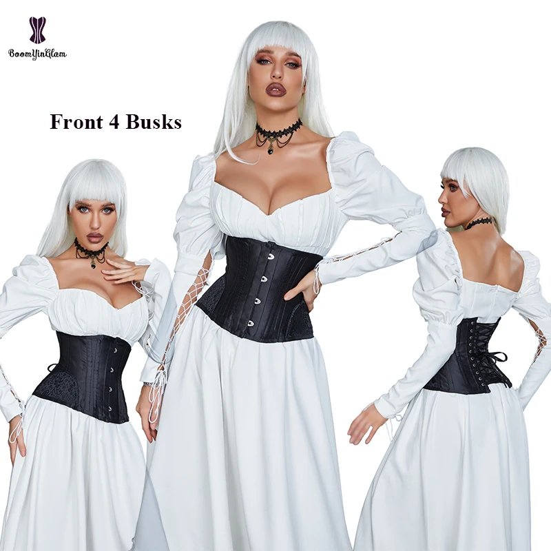 Front 4 oder 5 Busk Clip Stahl ohne Knochen Taille Training Bustier Brokat Unterbrust Korsett für Frauen Hou glass Body Shaper Größe XXS-6XL