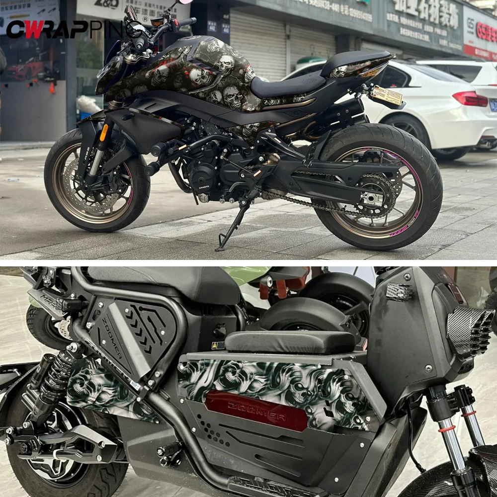 سيارة ملصق الجمجمة الكرتون المطبوعة لاصق الفينيل لسيارة الجسم فيلم كامو دراجة نارية تعديل الأفلام التفاف الفينيل اكسسوارات السيارات