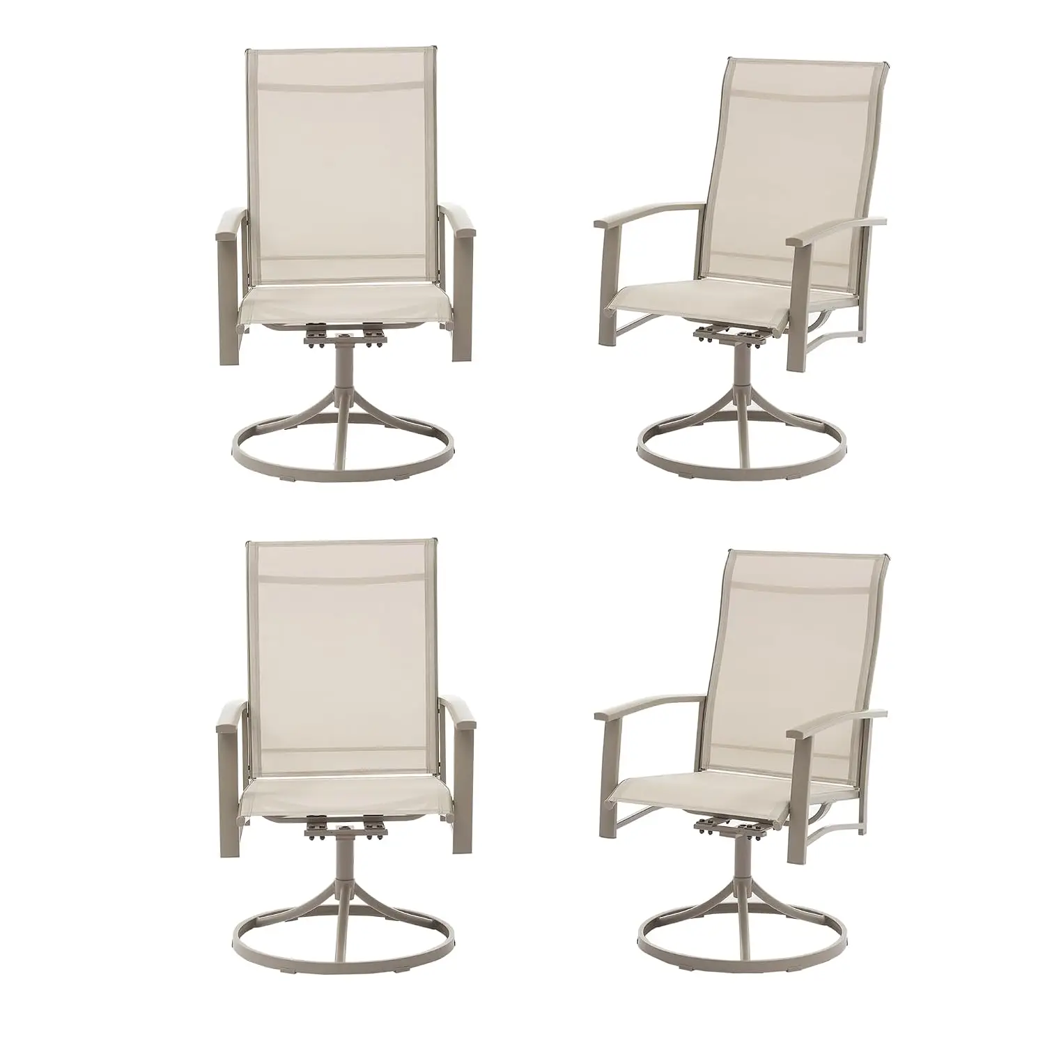 Outdoor Patio Swivel Dining Chairs Set of 4, All-Weather Swivel Rocker Chairs with Textilene High Back and Black, Customized