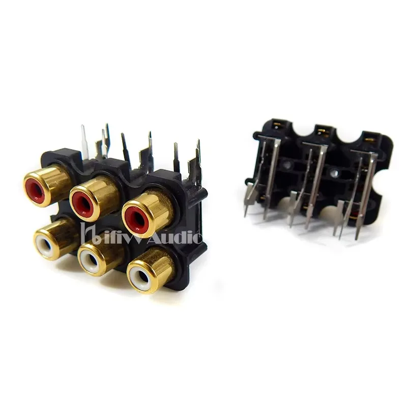 4 Ways 6 Ways Gold Plated RCA Female Socket Connector Signal Cable Plug HIFI Audio Amplifier AV RCA Lotus Seat PCB Panel Mount