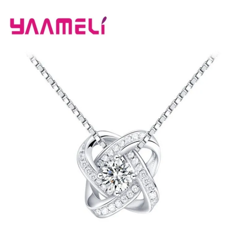 

925 Sterling Silver Eternal Heart Pendant Necklace For Women Shinning Crystal Necklaces Pendant Hot Sale Cross Jewelry