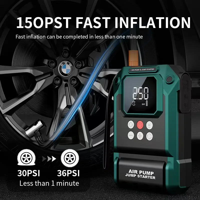 

Car Jump Starter 12V Wih Air Compressor Power Bank 10000 mAh New Electric Device Portable Emergency Rapid Inflation Air Pump