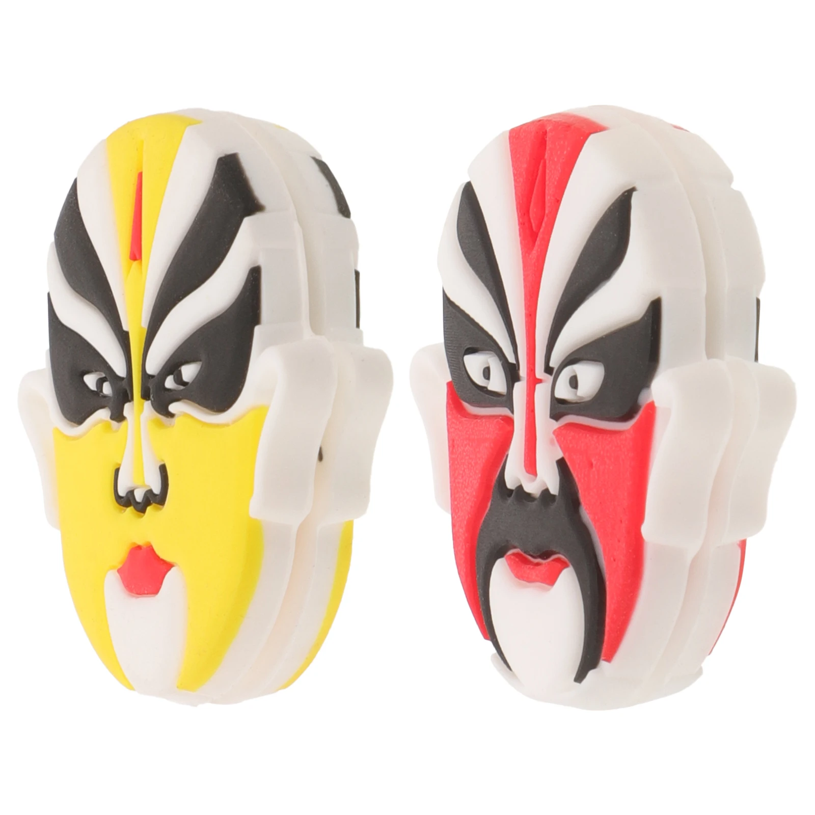 

2pcs Beijing Opera Face Tennis Racket Dampener Yellow White Red Vibration Absorber Silicone Shock Large Size Arm