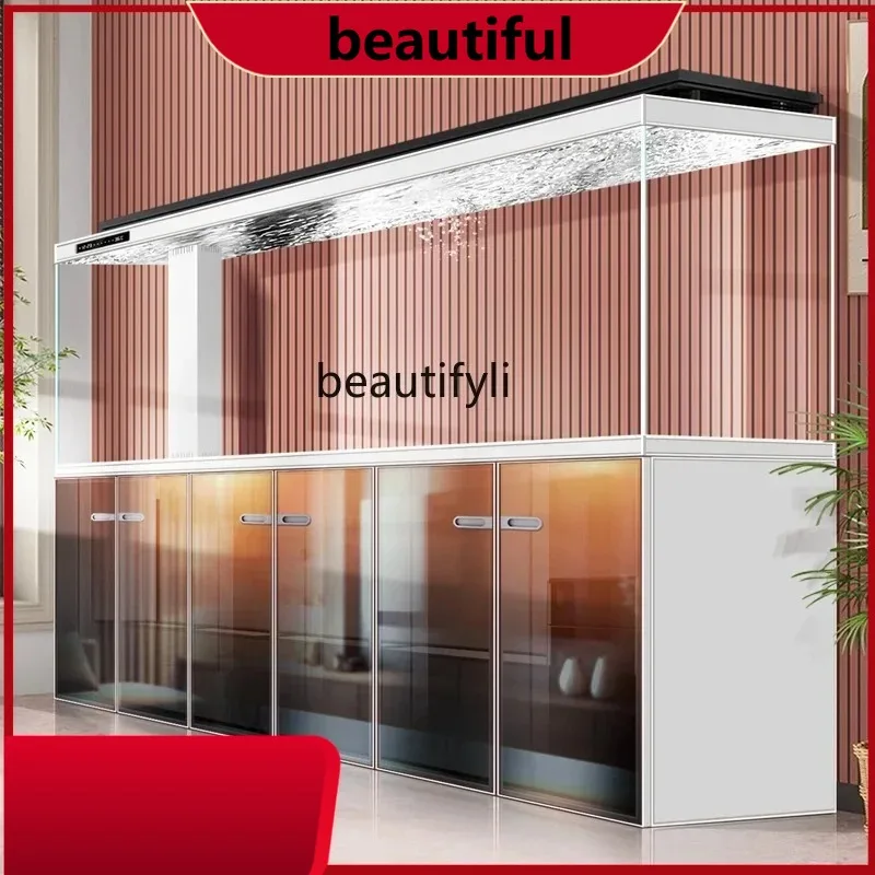 خزان أسماك عالي الجودة لغرفة المعيشة مع خزانة مرشح سفلي متكامل زجاج أبيض للغاية حوض سمك كبير H H