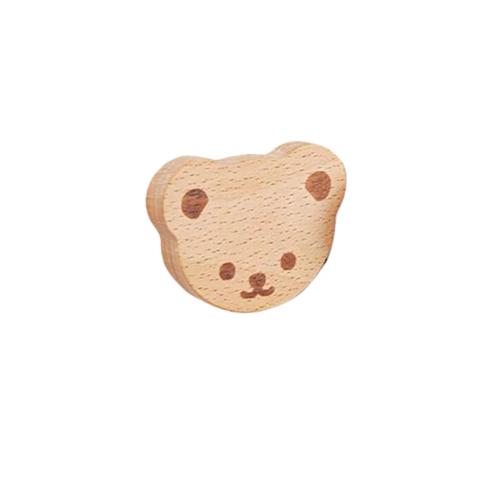 Bear Wooden Drawer Handles Animal Wood Knobs For Wardrobe Cabinet Furniture Home Improvement Hardware