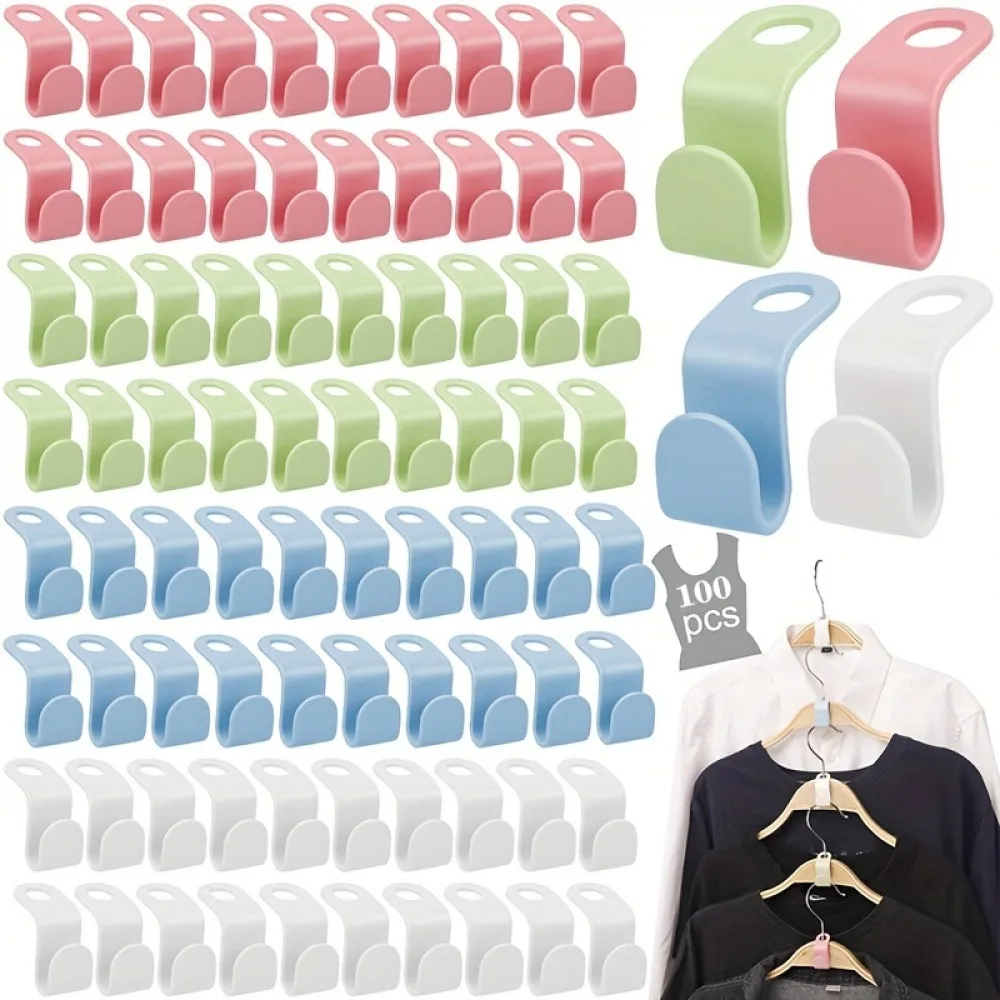 100 Stück Kleiderbügel-Verbinderhaken, Magische Kleiderbügelhaken, Robuste Kaskaden-Verbinder, Platzsparende Kleiderbügelverlängerungen