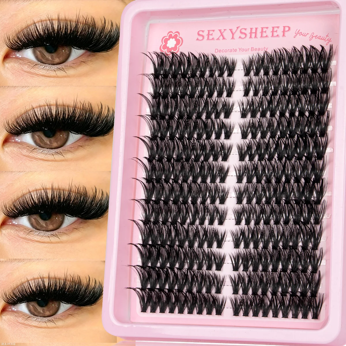 Dicke Wimpernbüschel DIY Wimpernverlängerung für Volumen, D-Curl Einzelwimpern, dramatische Nerz-Wimpern, weicher Band – Detail 6