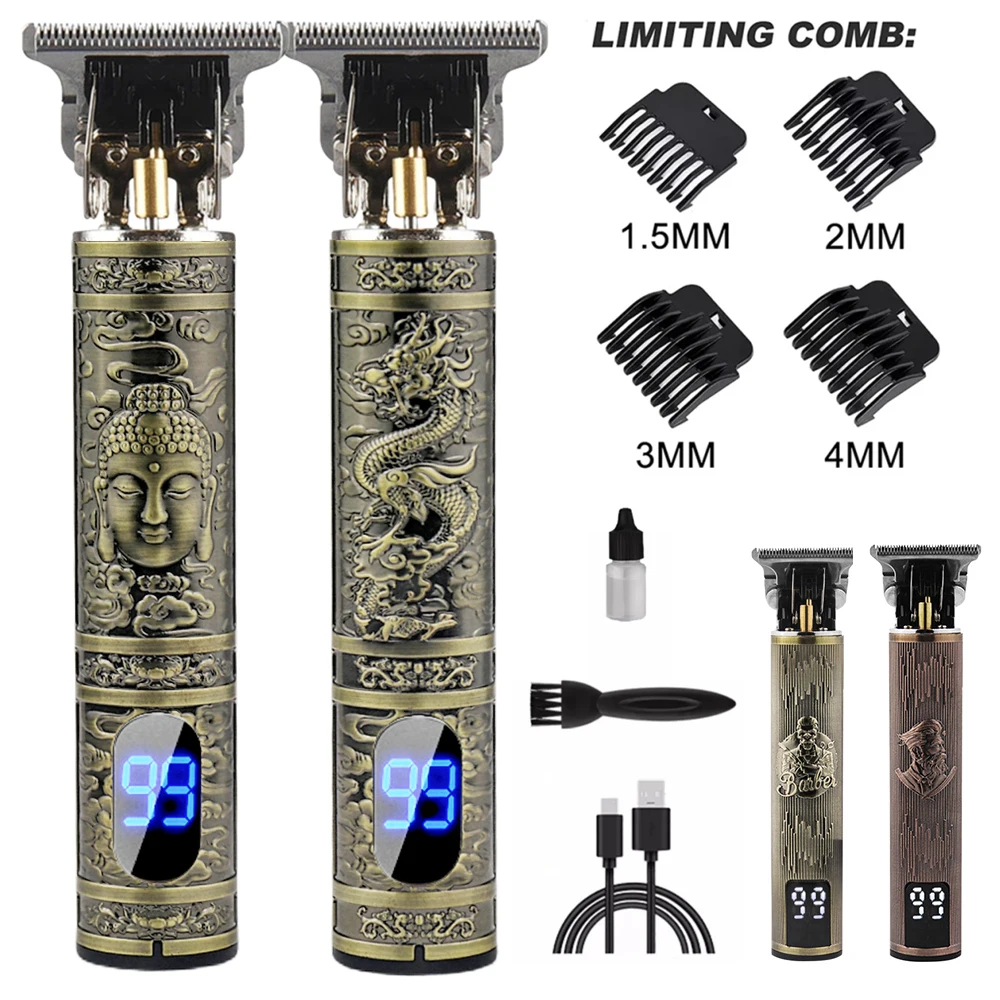 

LCD Display Tondeuse Dragon Vintage T9 Cordless Pro Hair Clippers Electric Trimmers For Men Clipper Hair Cutting Machine Shaver