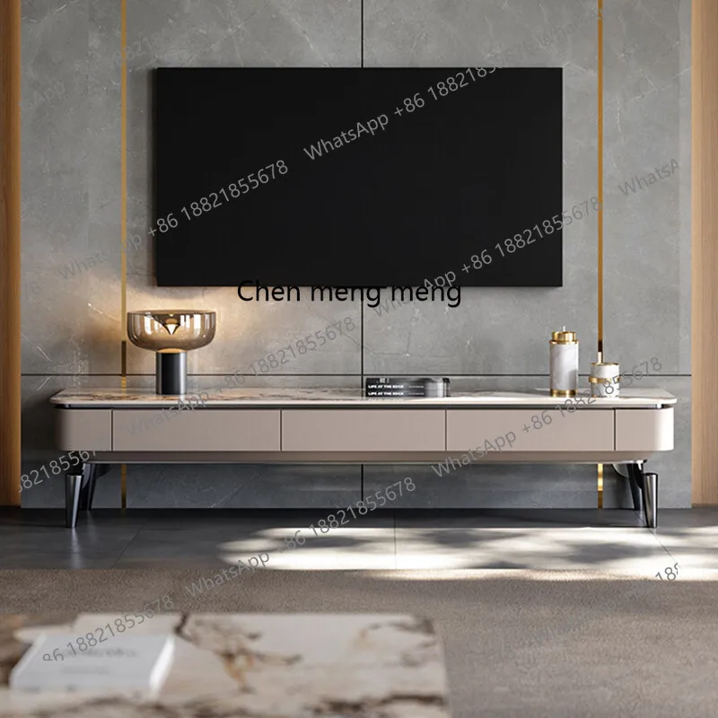 

Italian light luxury TV cabinet coffee table combination modern simple living room rock slab marble small apartment